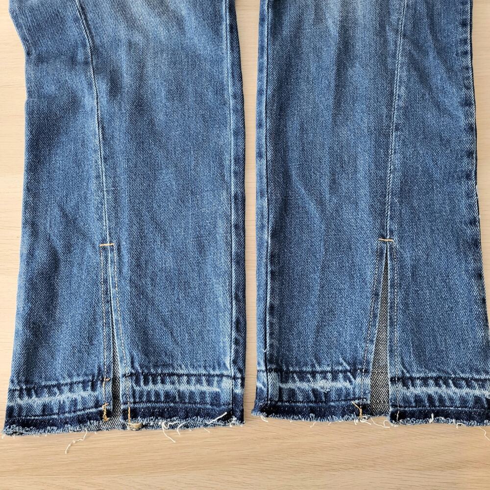 Kancan Medora High Rise 90s Slit Raw Hem Straight Leg Jeans Medium Wash 13 30 - Picture 8 of 13